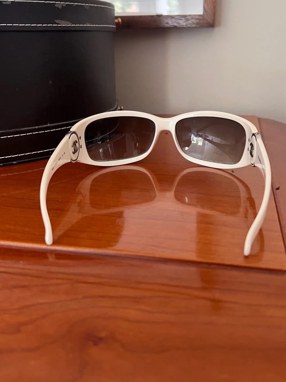 CHANEL Ivory Oversized Women's Sunglasses with CC Medallion